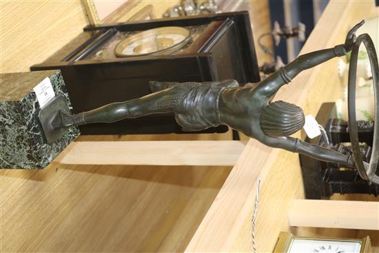 A Max le Verrier spelter model of a dancer, on stand height 63cm